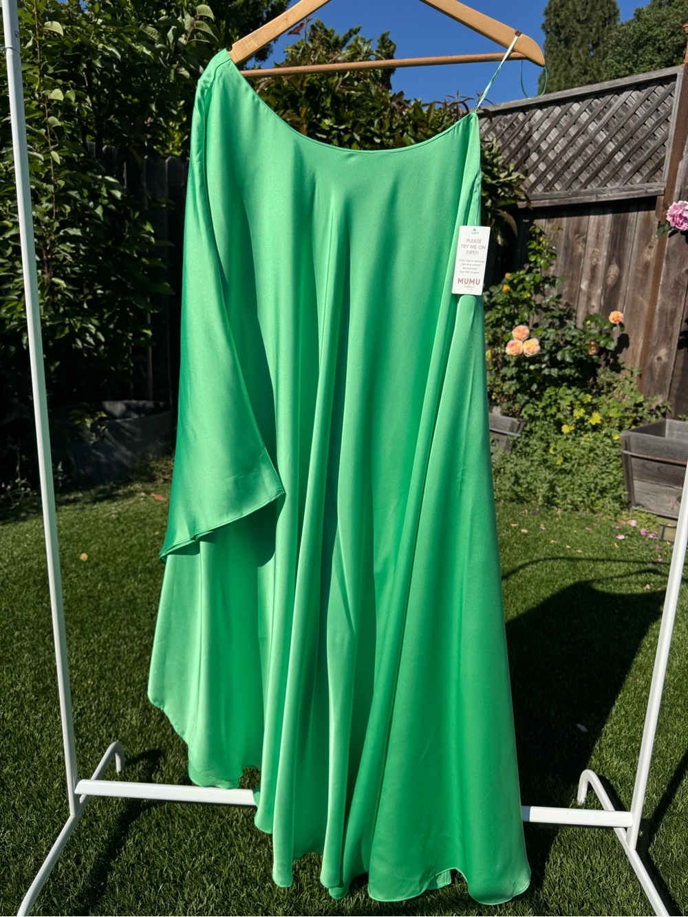 NWT Show Me Your Mumu Rhea One Shoulder Dress in Luxe Kiwi Satin size XS - Picture 13 of 14